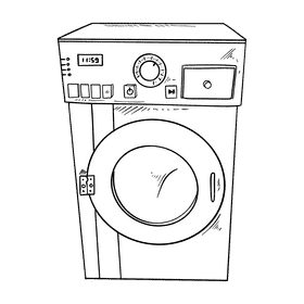 Washing machine black and white clipart