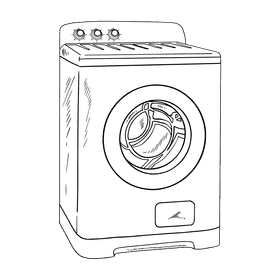 Washing machine black and white clipart