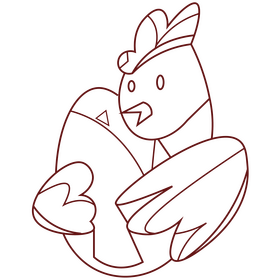 Hen with egg black and white clipart