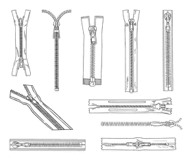 Zipper black and white vector