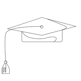 Graduation hat drawing black and white clipart vector free download