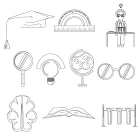 Professor icons set black and white vector