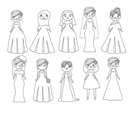 Brides black and white vector