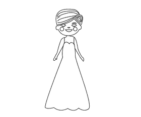 Bride blonde black and white clipart