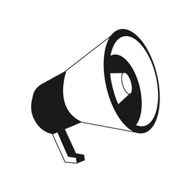 Hand loudspeaker drawing black and white clipart