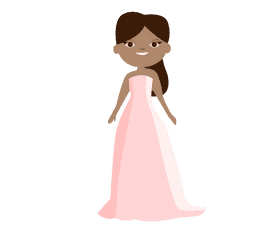 Bride in pink dress clipart