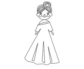 Bride with bun hair black and white clipart