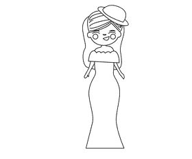 Bride with hat black and white clipart