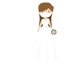 Masked bride with bouquet clipart