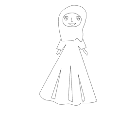 Muslim bride black and white clipart