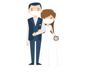 Bride and groom in masks clipart