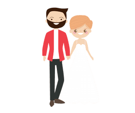 Blonde bride and groom in a red jacket clipart