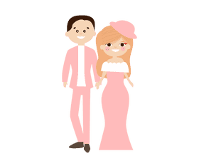 Bride and groom in pink clipart