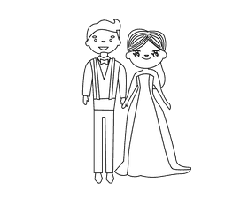 Bride and groom in red black and white clipart