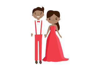 Bride and groom in red clipart