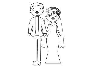 Bride and groom mulattos black and white clipart