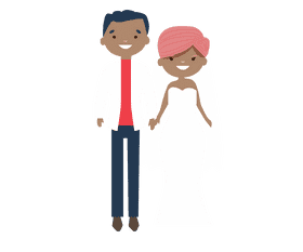 Bride and groom mulattos clipart