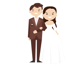 The bride and groom hold hands clipart