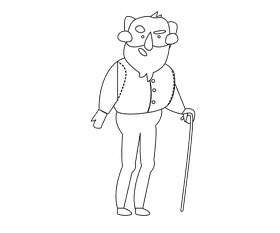 Grandfather in a gray shirt black and white clipart