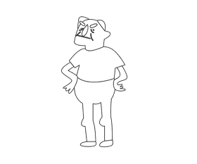 Grandfather in a gray t shirt black and white clipart