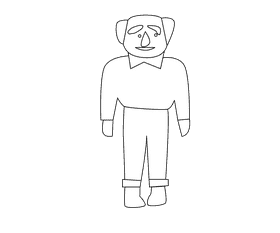 Grandfather in blue shirt black and white clipart