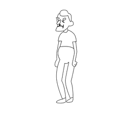 Grandfather in green t shirt black and white clipart