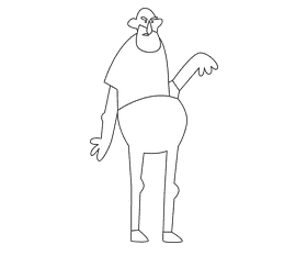 Grandfather with a beard black and white clipart