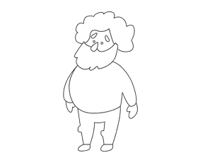 Short grandfather in a red sweater black and white clipart