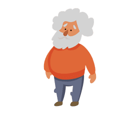 Short grandfather in a red sweater clipart