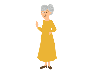 Grandmother in a yellow dress clipart