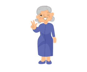 Grandmother in blue dress clipart
