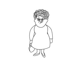 Grandmother in red dress black and white clipart