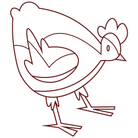 Hen cartoon black and white clipart