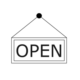 Open sign drawing black and white clipart