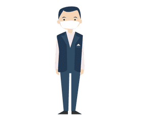 Groom in a blue suit with a scarf in his pocket clipart