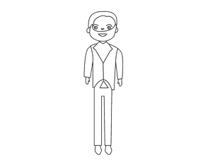 Groom in a blue vest black and white clipart