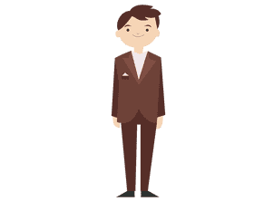 Groom in a brown suit with a scarf in his pocket clipart