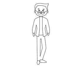 Groom in a red jacket black and white clipart