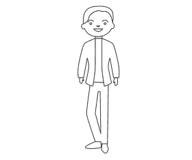 Groom in black suit black and white clipart