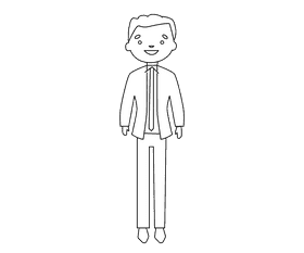 Groom in blue suit with tie black and white clipart