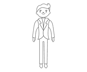 Groom in brown suit black and white clipart