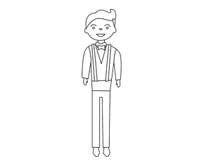 Groom in red suspenders black and white clipart