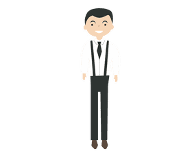 Groom wearing black suspenders clipart