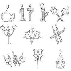 Birthday candle black and white vector