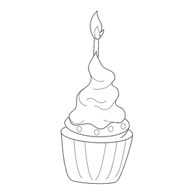Cupcake black and white clipart