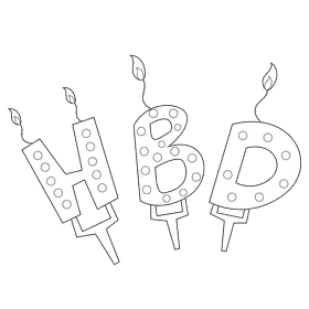 Hbd black and white clipart
