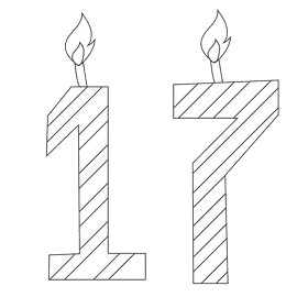 Happy birthday number black and white clipart