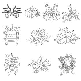 Christmas holly set black and white vector