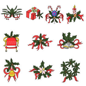 Christmas holly set vector