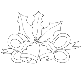 Christmas holly bells black and white clipart